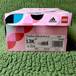 Brand new in box. Little girls US13 Adidas Fortarun Lego Dots